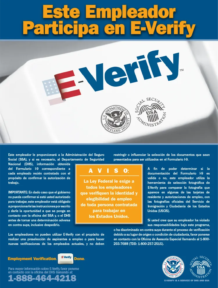 Este empleador participa en E-Verify.